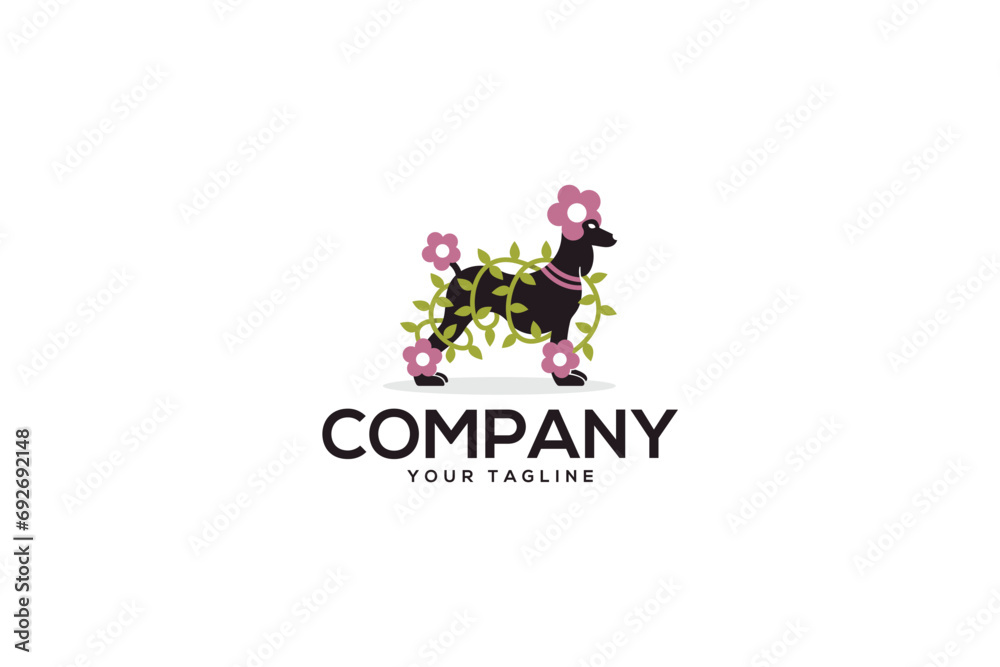 custom made wallpaper toronto digitalCreative logo design depicting a floral poodle dog. 