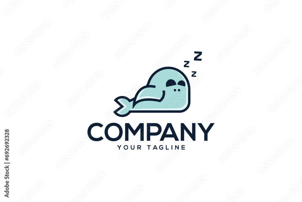 Creative logo design depicting a sleeping seal. Creative logo design depicting a sleeping seal.