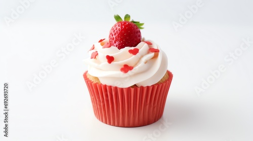 a cupcake with a strawberry on top