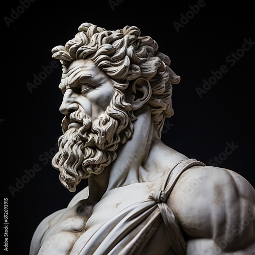 Abstract ancient roman  greek stoic person with a muscular body  marble  stone sculpture  bust  statue. Modern stoicism.