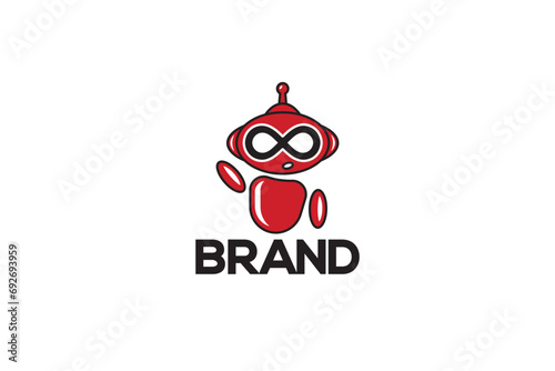 Creative logo design depicting a happy robot. 