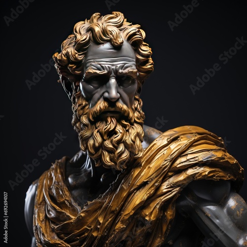 Abstract ancient roman, greek stoic person with a muscular body, marble, stone sculpture, bust, statue. Modern stoicism.
