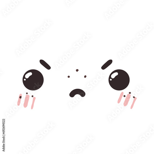 kawaii face made of black and white hand drawn vector illustration
