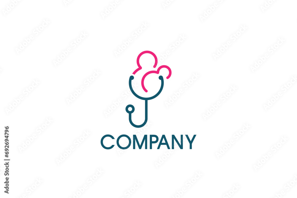 Creative logo design depicting a mother and child shaped as a sthetoscope. Creative logo design depicting a mother and child shaped as a sthetoscope.