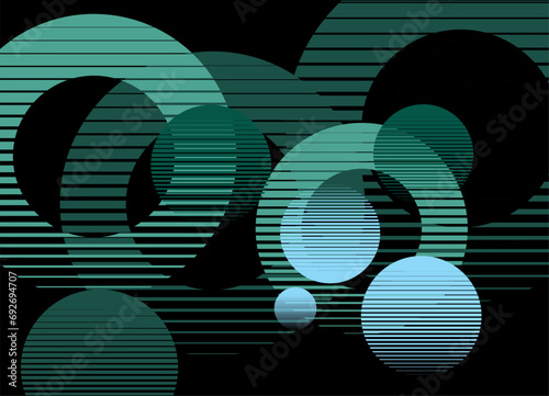 Abstract vector background of striped rings and circles on a dark background. Abstract illustration. Basis for design. Vector pattern.