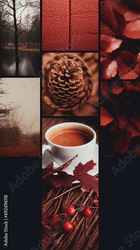 autumn theme collage, instagram story, background or banner photo