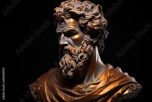 Abstract ancient roman, greek stoic person with a muscular body, marble, stone sculpture, bust, statue. Modern stoicism. Great for fitness or stoic quotes. © Merilno