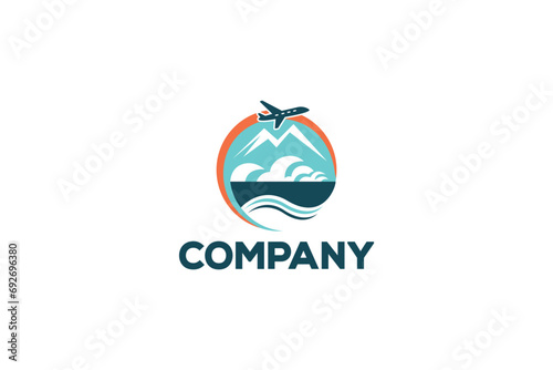 Free Download Creative logo design depicting a landscape and the sun with a plane frying over it, designated to the travel industry.	 - GFXLoad