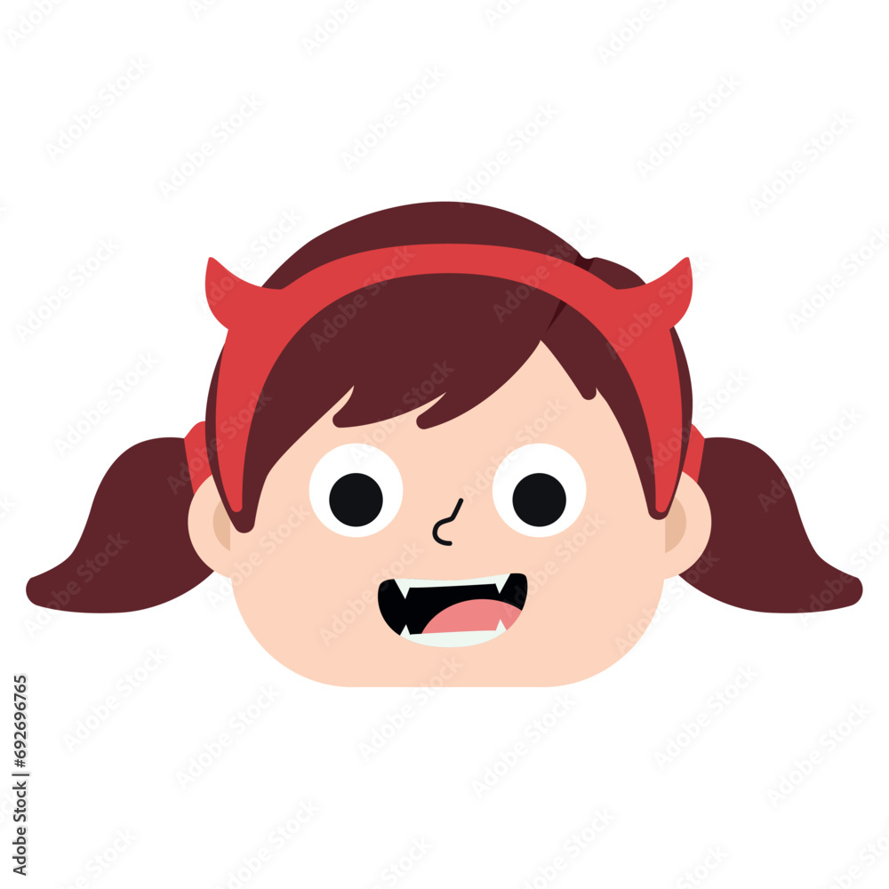 Cute female demon halloween costume avatar Vector Cute female demon halloween costume avatar Vector