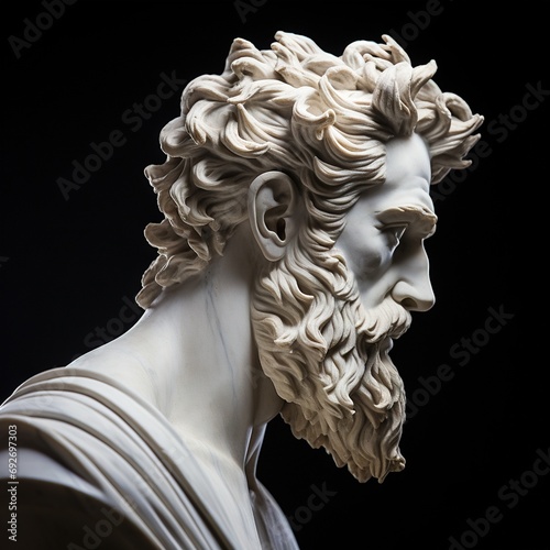 Abstract ancient roman, greek stoic person with a muscular body, marble, stone sculpture, bust, statue. Modern stoicism. Great for fitness or stoic quotes.