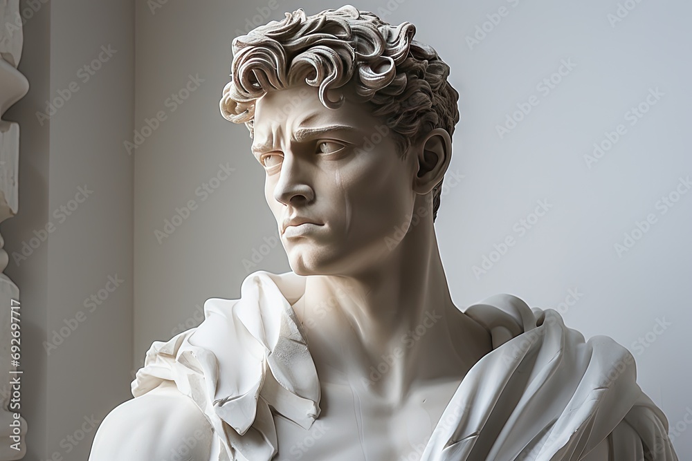 Abstract ancient roman, greek stoic person, marble, stone sculpture ...