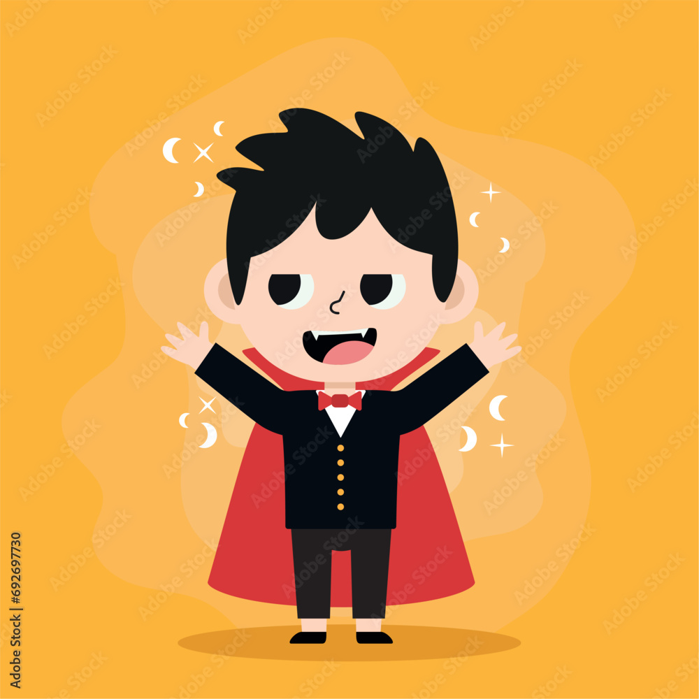 Cute male vampire halloween costume character Vector