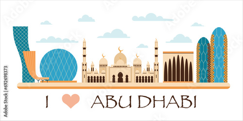 Love Abu Dhabi City Skyline Flat Banner