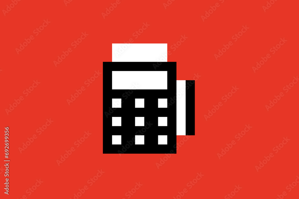Payment machine with check and credit card on red background illustration. Vector illustration in flat style design. Payment machine with check and credit card on red background illustration. Vector illustration in flat style design.