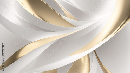 Moderner abstrakter Hintergrund in Weiß und Gold. Abstrakte geometrische Form, Weißgold-Hintergrund mit 3D-Licht- und Schattenschichten für Präsentationsdesign. photo
