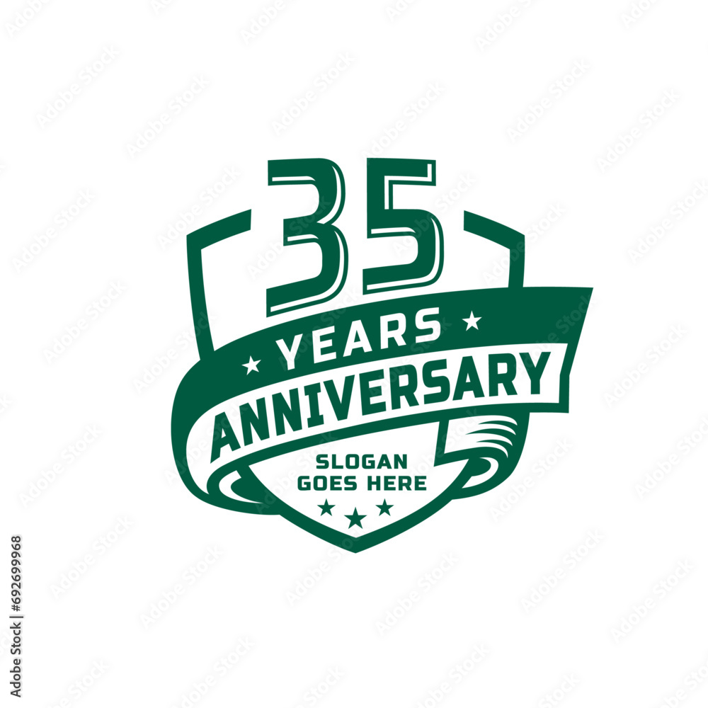 35 years anniversary celebration design template. 35th anniversary logo. Vector and illustration.