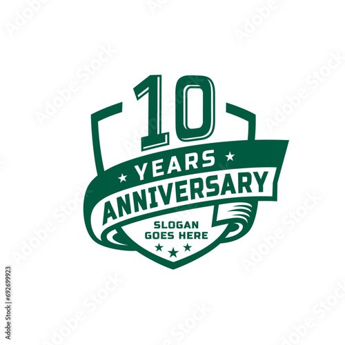 10 years anniversary celebration design template. 10th anniversary logo. Vector and illustration.