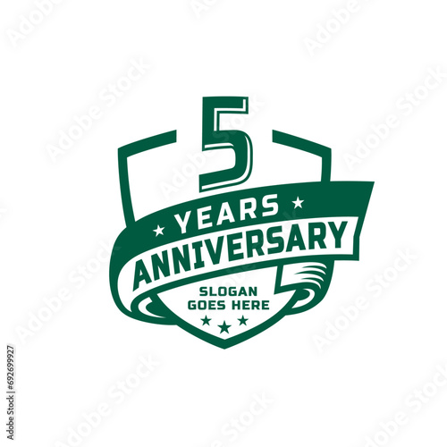 5 years anniversary celebration design template. 5th anniversary logo. Vector and illustration.