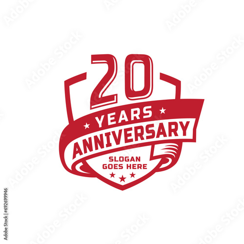 20 years anniversary celebration design template. 20th anniversary logo. Vector and illustration.