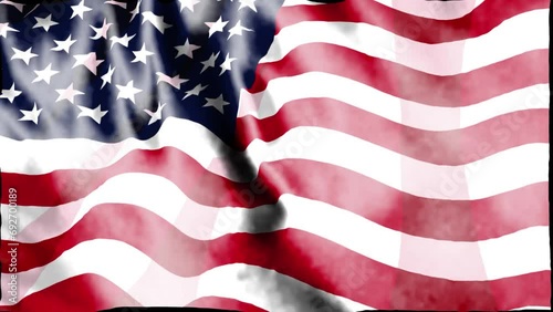 Colorful USA Flag Animation, Animation of American Flag, American Flag Motion Background Videos photo