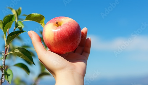 Freshness and healthy eating a ripe, juicy apple snack generated by AI