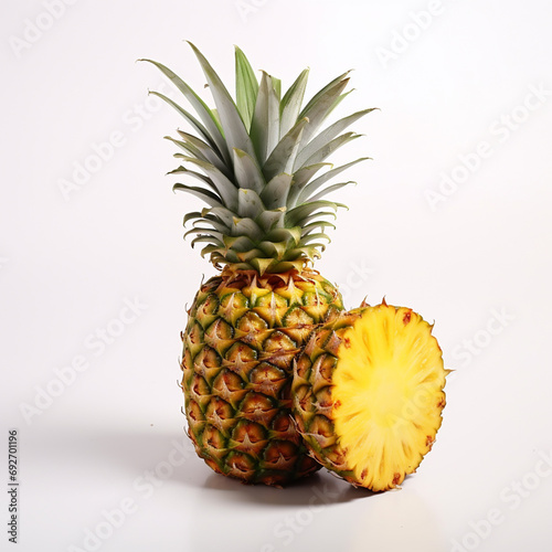 Freshness and sweetness in a juicy pineapple slice generated by AI
