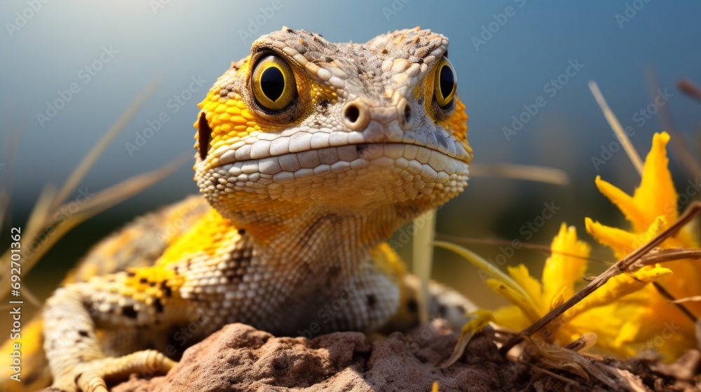 Generative AI image of  lizard on a rock