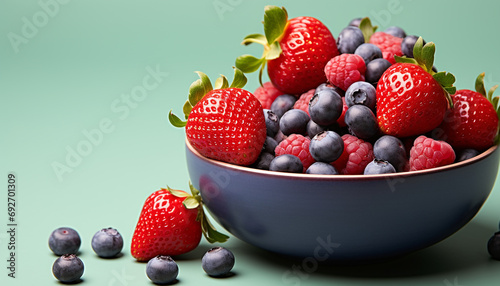 Freshness and sweetness in a bowl of berries generated by AI
