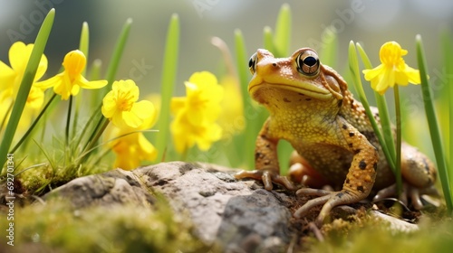 Generative AI image of frog in the grass © Eitan Baron