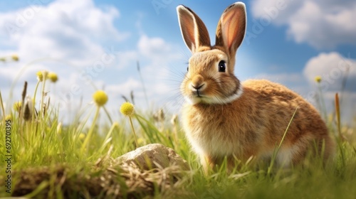 Generative AI image of  rabbit in the grass © Eitan Baron