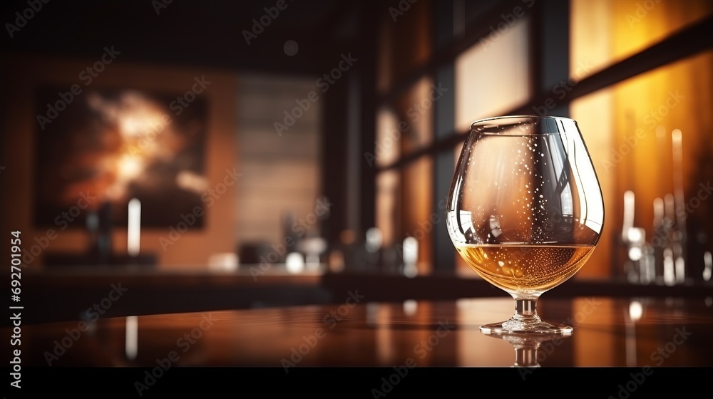 Generative AI image of glass of wine in a restaurant
