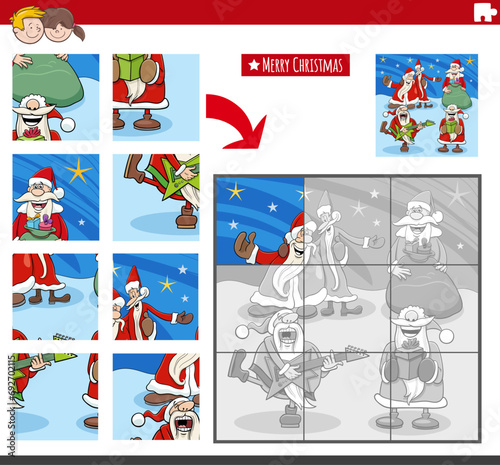 jigsaw puzzle game with Santa Clauses on Christmas