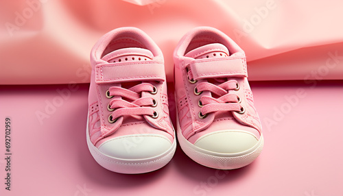 New pink sports shoe for baby, small and cute generated by AI