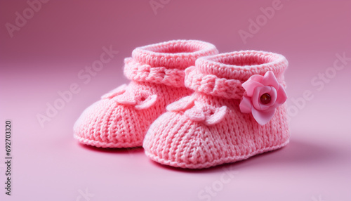 Cute baby booties in pink, a perfect gift generated by AI