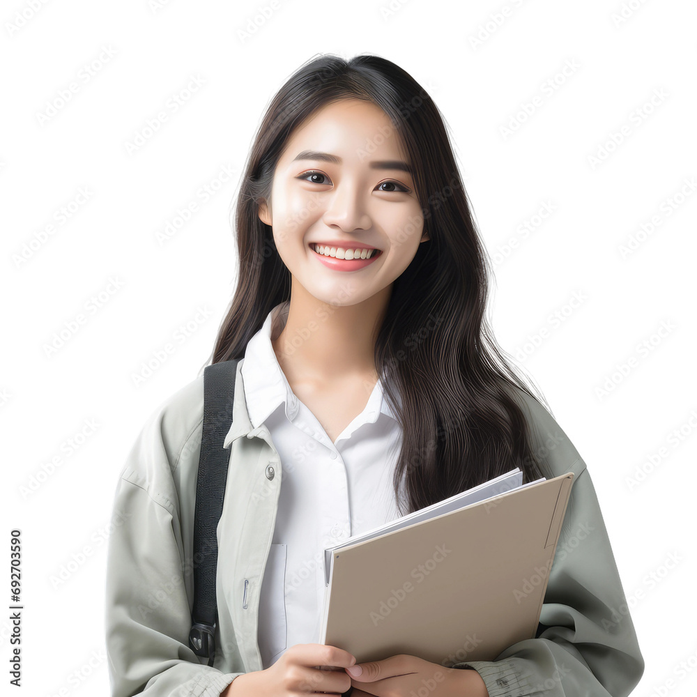 Asian student woman smiling isolated on white background Asian student woman smiling isolated on white background