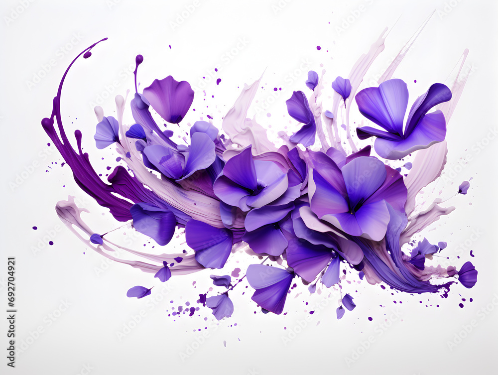 Abstract pastel purple petal flowers on white background