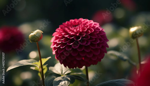 A vibrant bouquet of multi colored dahlias and gerbera daisies generated by AI