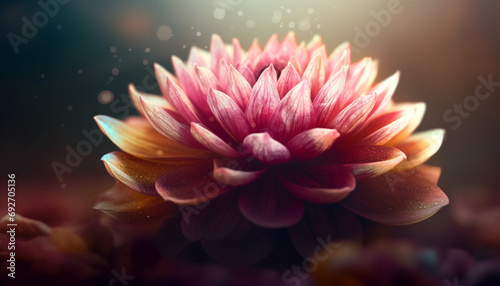 Sunlit lotus blossom in pond, symbol of fragility and growth generated by AI