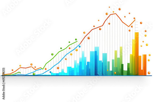 Line graph of income growth, timeline, arrows indicate the direction of the graph, vector