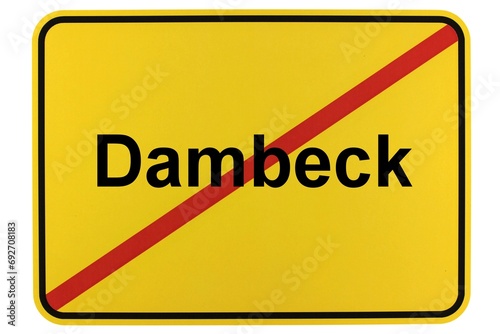 Illustration eines Ortsschildes der Gemeinde Dambeck in Mecklenburg-Vorpommern