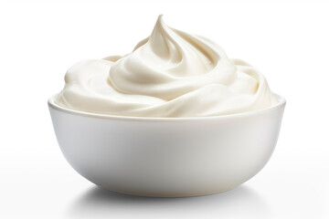 cream in bowl with shadow isolated on transparent background, png file