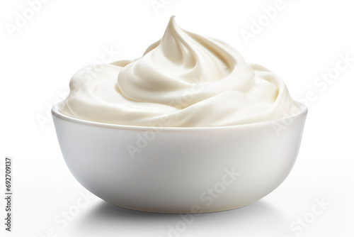 cream in bowl with shadow isolated on transparent background, png file