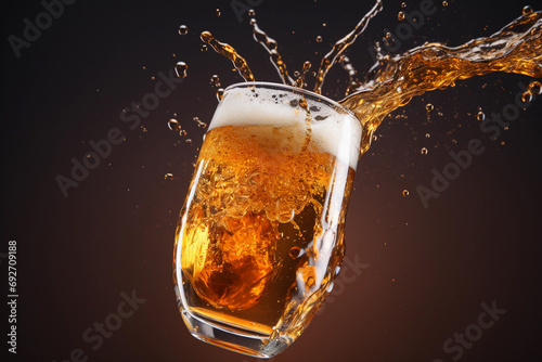 A glass of beer with foam