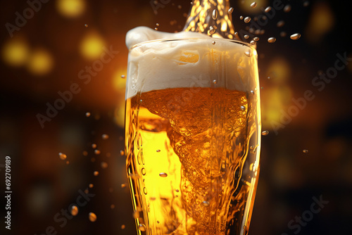 A glass of beer with foam