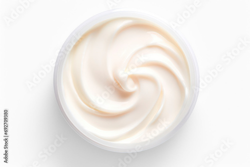 Jar with cream with shadow on transparent background, top view, png file