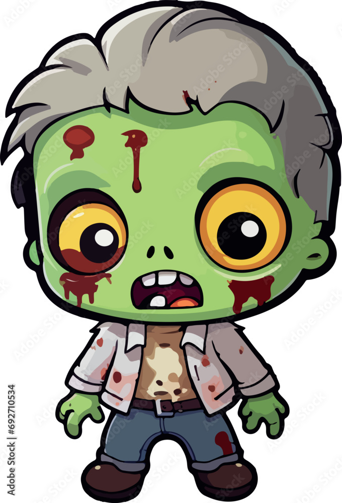 Naklejka premium Cute Zombie. Cartoon Style. Vector