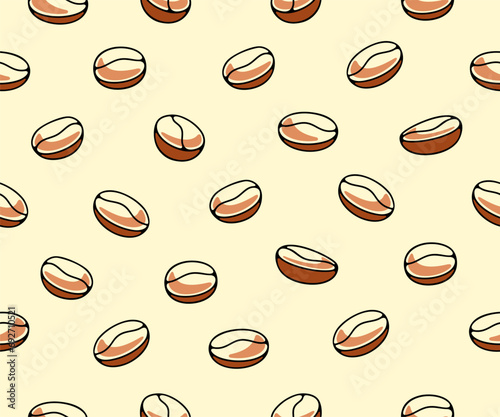 Coffee beans, plant and nature, seamless vector background and pattern. Food, hot drink, beverage, cafes, coffee house and coffee shop, vector design and illustration