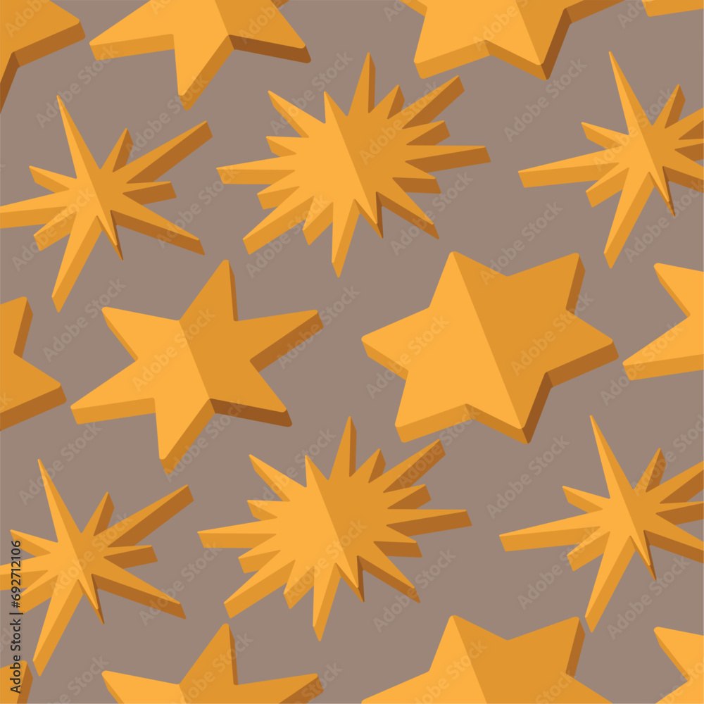 Obraz premium 2d isometric star shapes icon Pattern background Vector