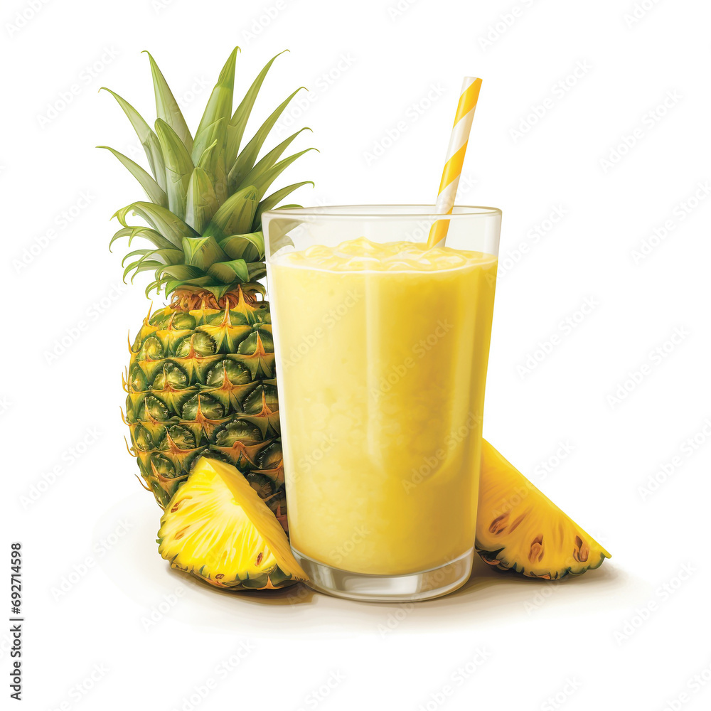 white background illustration portrait of pineapple white background illustration portrait of pineapple