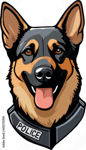 German Sheperd Dog Wear Police Officer
